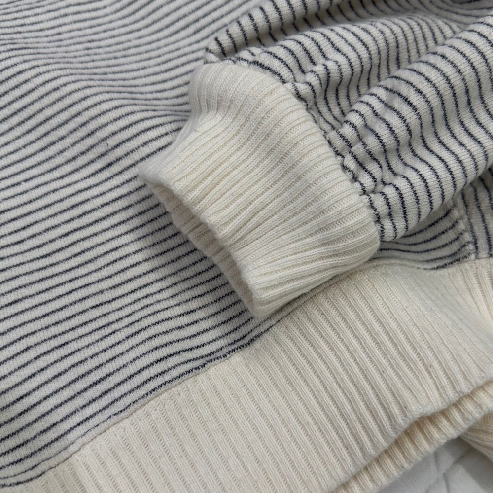 By Together Striped Collared Sweatshirt Cropped V-Neck Size M Coastal Pullover - Picture 7 of 15